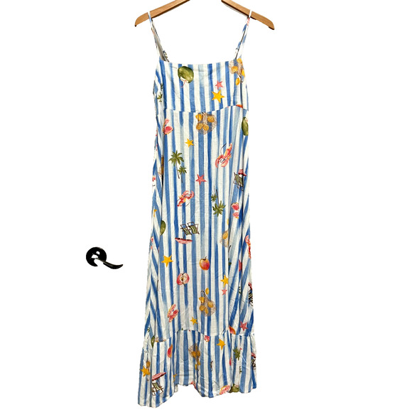 Label of Love Maxi Dress Australia Tropical Vacation Resort tiered size Medium - Picture 2 of 7